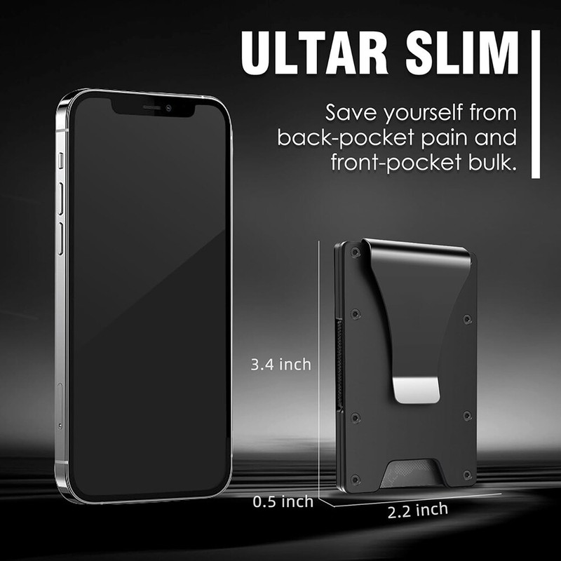Minimalist Metal Men Wallet,Card Holder Money Clip Slim Wallet RFID Blocking gallery