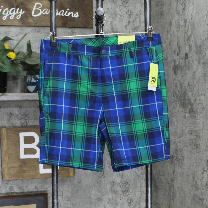 All In Motion Men’s Plaid Golf Shorts 8″ Inseam 87206075 30 34
