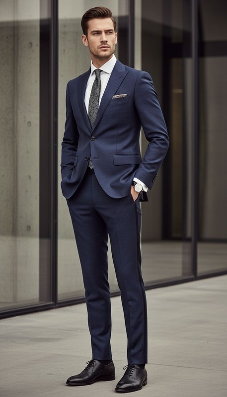 Navy Blue Suit For Men Jacket And Pant For Formal Occasion Wedding Suits For Men