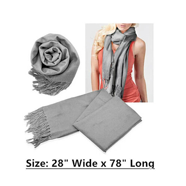Women Pashmina Wool Feel Silky Classic Solid Wedding Shawl Scarf Stole Wrap gallery