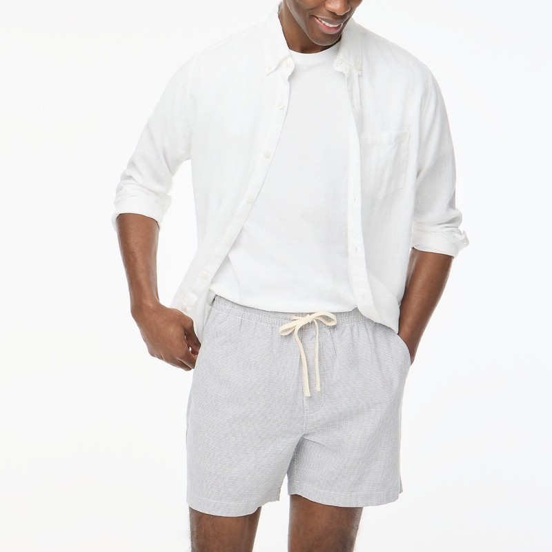 New JCREW Size S Linen-Blend Dock Short in Cool Grey White $79 BG557 gallery