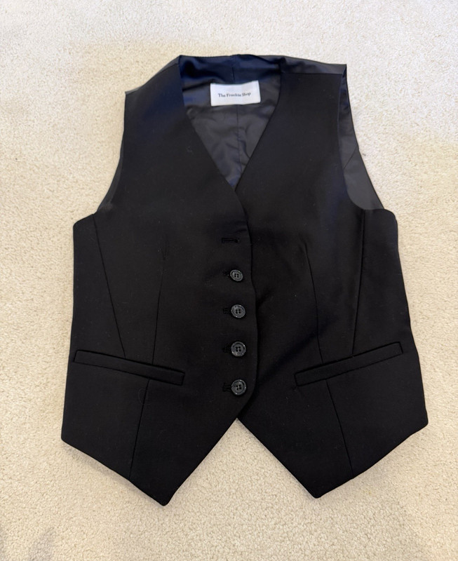 The Frankie Shop Men’s Black Solid Five-Button Suit Vest, Adjustable Waist