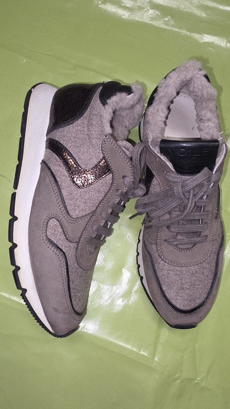 Viole Blanche Brown/Beige Leather/Felt Wool Lined Trainers Size 39 UK 6 gallery