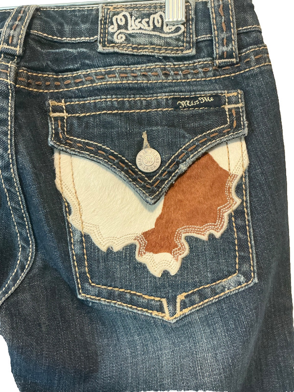 Y2K Miss Me Bootcut Jeans Women’s Size 29×28 Medium-Dark Wash Low Rise Cowhide