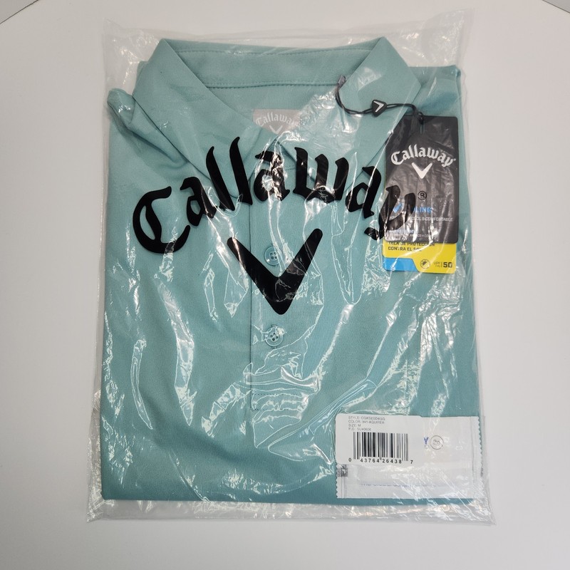 Callaway Polo Shirt Mens Medium Aquifer Opti-Dri Cooling UPF 50 Golf Performance