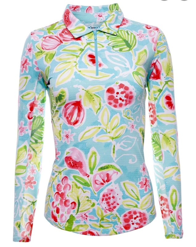 IBKUL Preppy Polo Top XS Tutti Seafoam Multi Golf Tennis Pickleball Cooling New