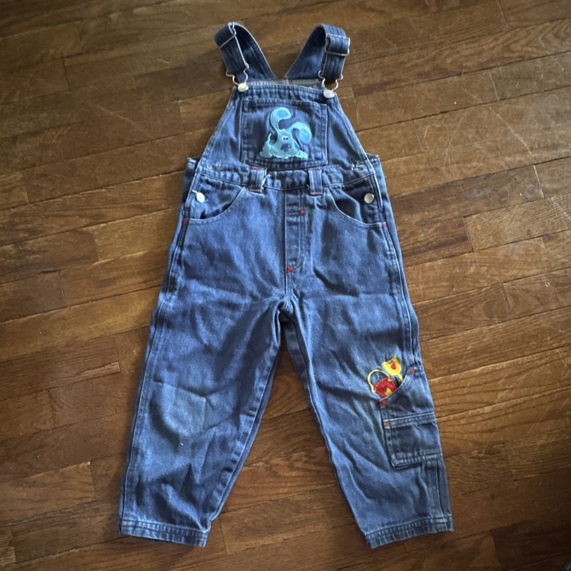 Blue’s Clues Blue Denim Overalls Size 4 Cotton Blue Embroidery Pockets
