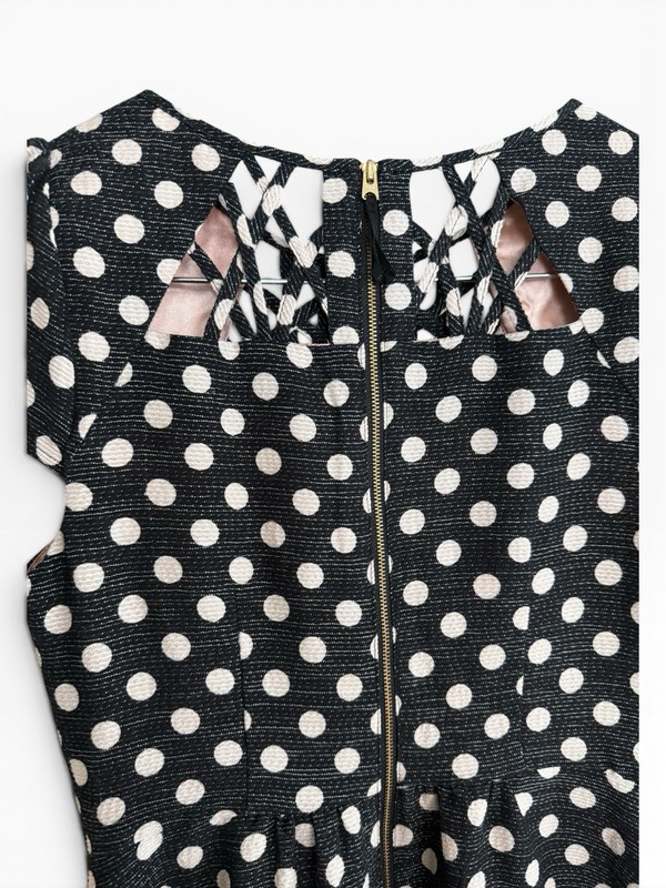 Anthropologie Maeve Nicola Polka Dot Cut Out Cap Sleeve Fit and Flare Dress Sz 2 gallery