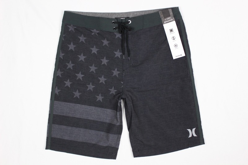 Hurley Men’s Phantom Cheers Board Shorts 9″ Inseam Black Stars Stripes AO2776