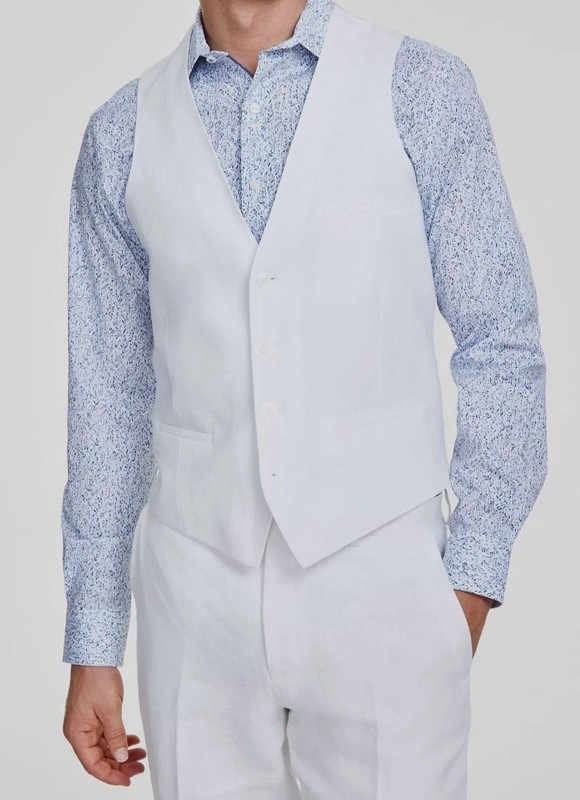 $115 Bar III Men’s Large Slim Fit Linen White Suit Vest Brand New With Tags