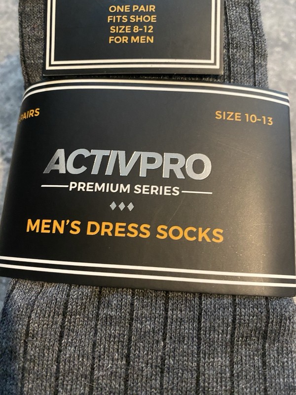 Men’s ActivPro Lot of 6 Dress Socks Sz 8-12 – New with tags !