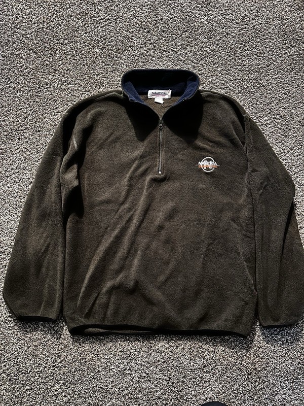 Nautica Competition Men’s 2XL Brown 1/4 Zip Fleece Pullover Sweatshirt
