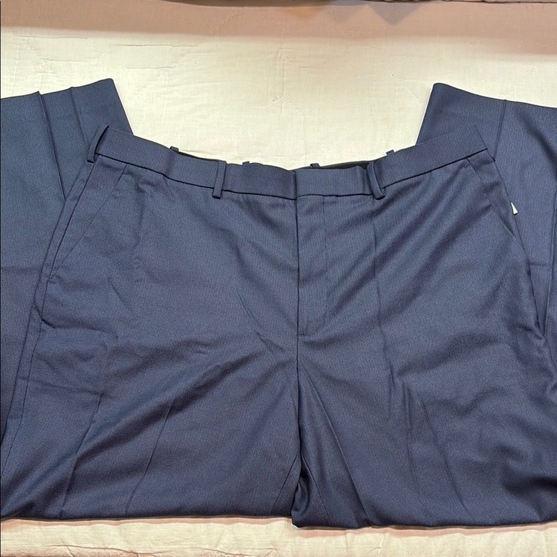 Perry Ellis Portfolio Blue Slim Fit Flex Stretch Gripper Waist 40×29 Pants NWT