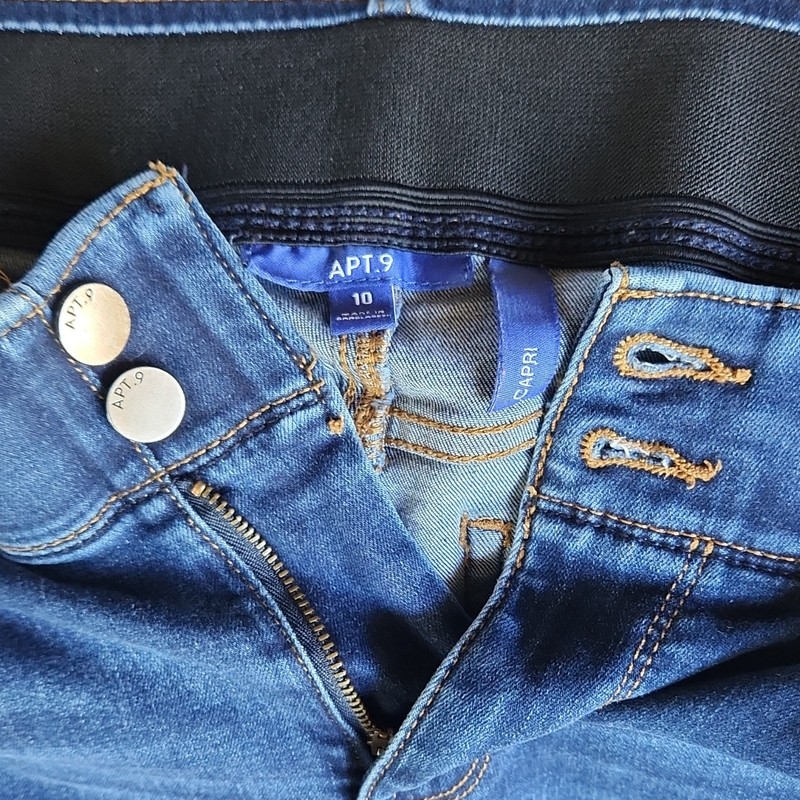 APT. 9 Women’s Blue Solid Stretch 5-Pocket Button Zip Denim Jeans 10