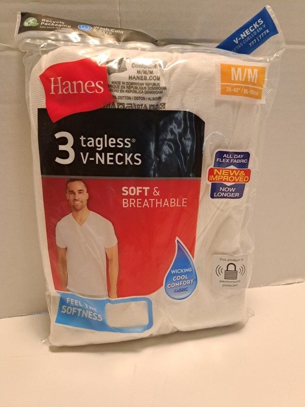 Hanes Men’s Tagless V-Necks ComfortSoft 3-Pack Size M NEW