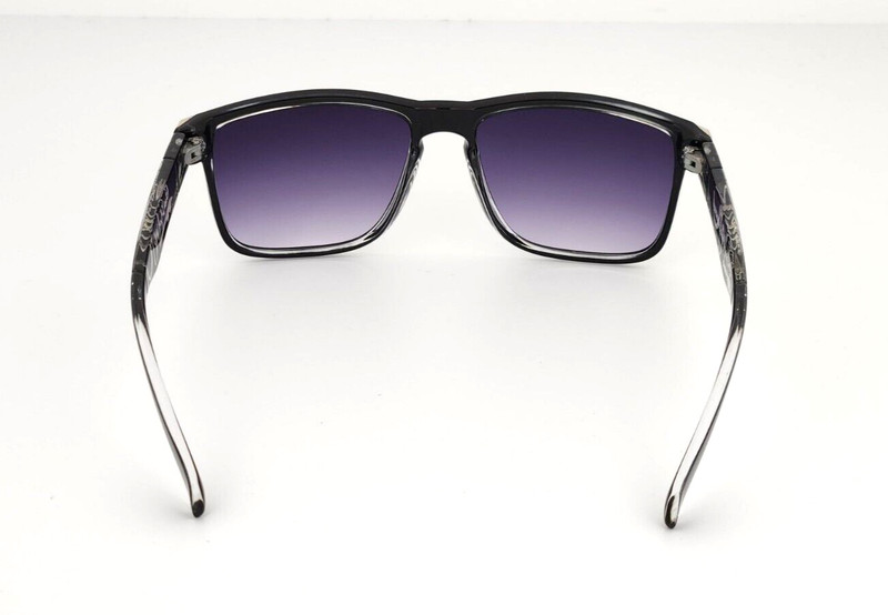Quicksilver Sports Square Sunglasses Black Clear Logo Frame Smoke Fade Lens NEW gallery