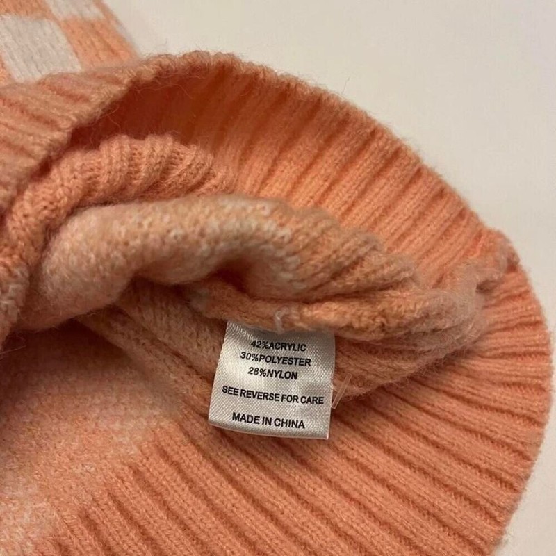 Witty Fox Peach Checkerboard Junior's Cardigan Sweater Size XS gallery