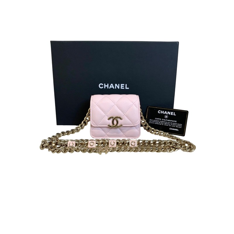 Chanel Coco Enamel Mini WOC Pink Lambskin Leather Wallet on Chain Pre-Owned