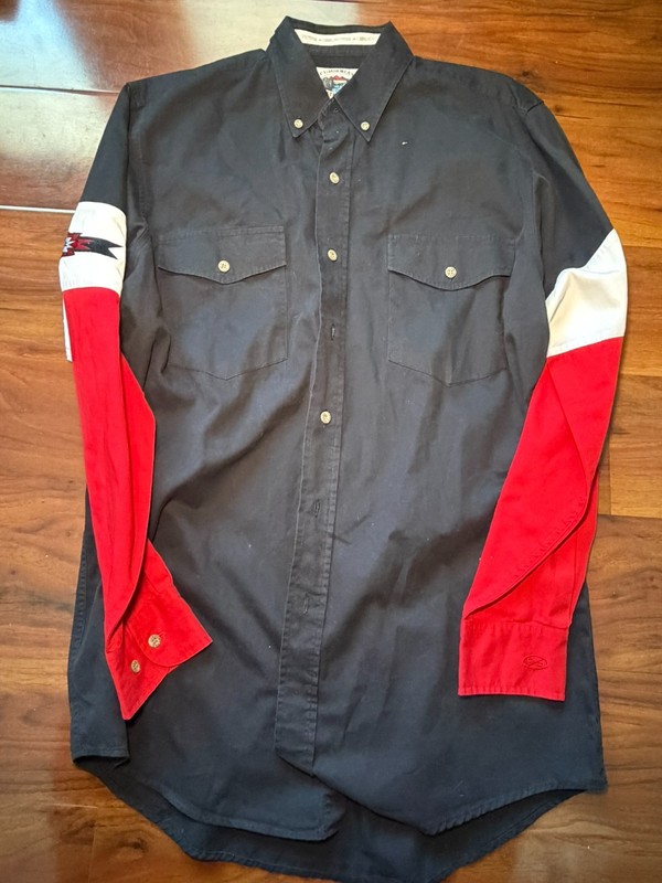 Vtg Cumberland Outfitters Western Shirt Button-up Aztec Red Black Men SZ M