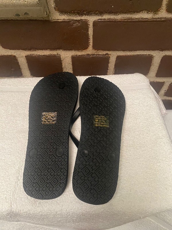 NWOB TORY BURCH MONOGRAM FLIP FLOPS 8 rubber thong sandals Black - NEW gallery