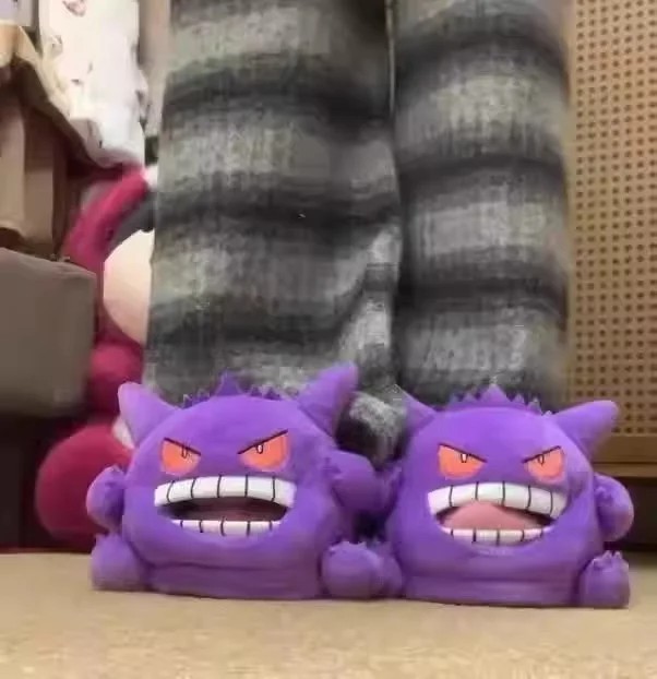 Gengar Open-Toe Plush Slippers Set, One Size Fits All Cute Cartoon Socks Gift gallery