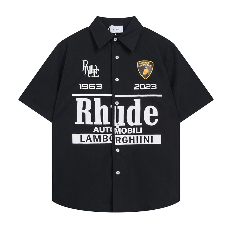 High Quality NEW Men Women RHUDE Leisure Cotton Short Sleeve Lapel Shirt S-XL