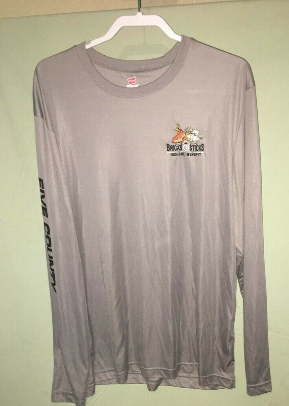 Hanes Cool dri long sleeve bricks and sticks Gray man XL