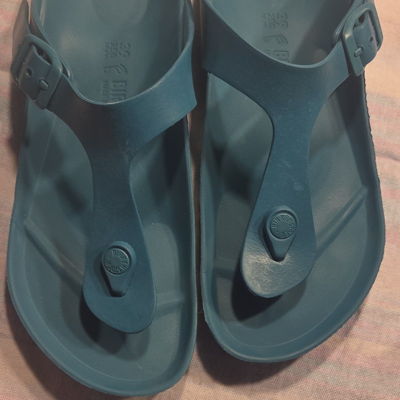 Birkenstock Women’s Turquoise Thong Sandals Gizeh EVA Waterproof EU 39 US 8 -8.5 gallery