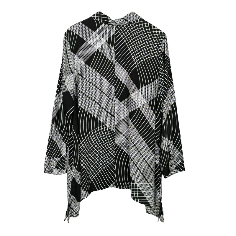 Chicos Sheer Oversized Geometric Print Tunic Top Womens 3 Asymmetric Lagenlook gallery