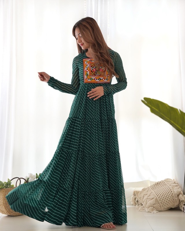 Traditional Fancy Gamthi Work Kurti Festive Wear Indian Long Tunic For Women’s