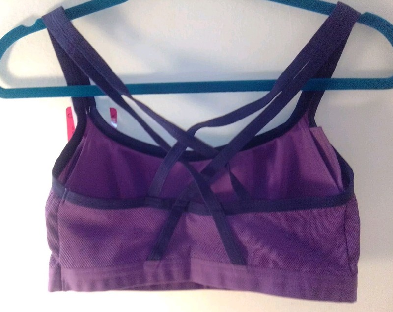 Lily Of France Women’s Sports Active Bra Cross-Back Medium Impact Purple Ink L gallery