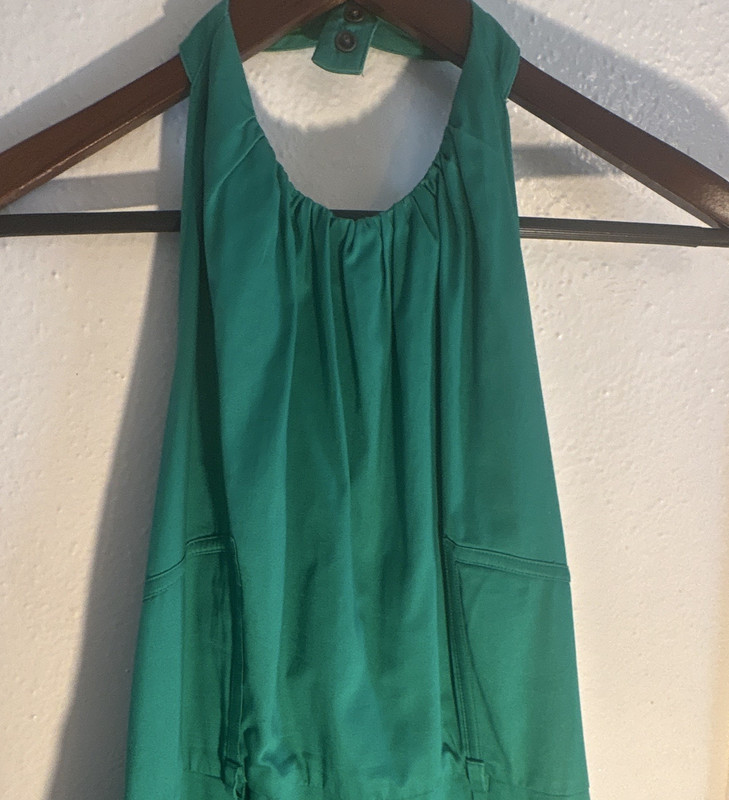 Calvin Klein Green Solid A-Line Halter Sleeveless Lined Pocket Dress 8 gallery