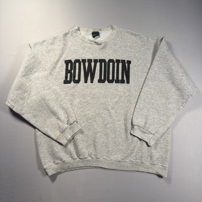 VINTAGE 90s MV SPORT BOWDOIN UNIVERSITY Sweatshirt Size XL Gray Made In USA