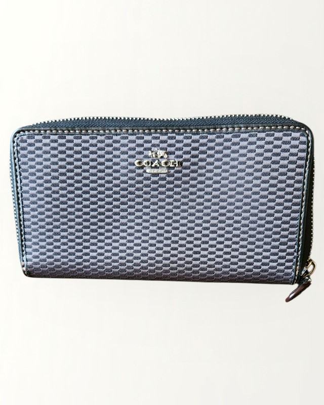 Coach Legacy Zip Around Wallet Checkered Black/Grey