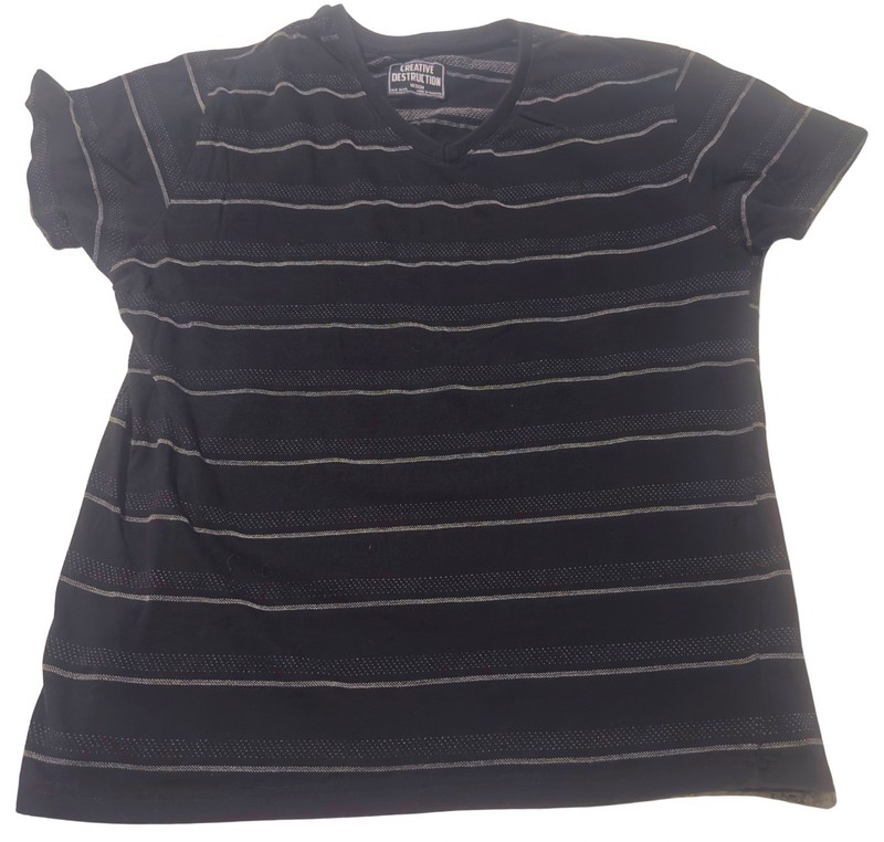 Creative Destruction Black Striped Short Sleeve T-shirt Men’s Size Medium
