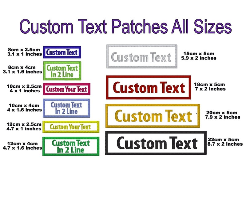 White Custom Name Embroidery Patch Iron On Hook Loop backing all Sizes |Badge