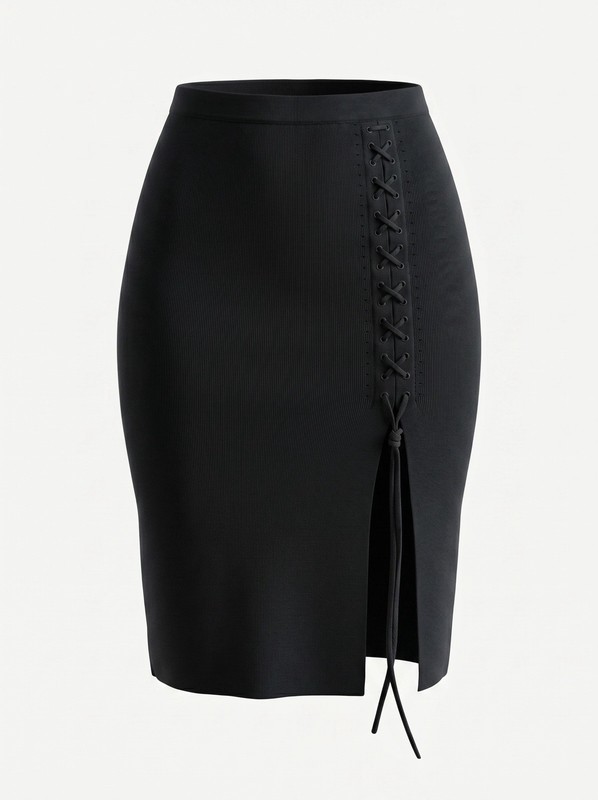 Alexander Wang Black Lace-Up Tie Side Bandage Skirt – Size S