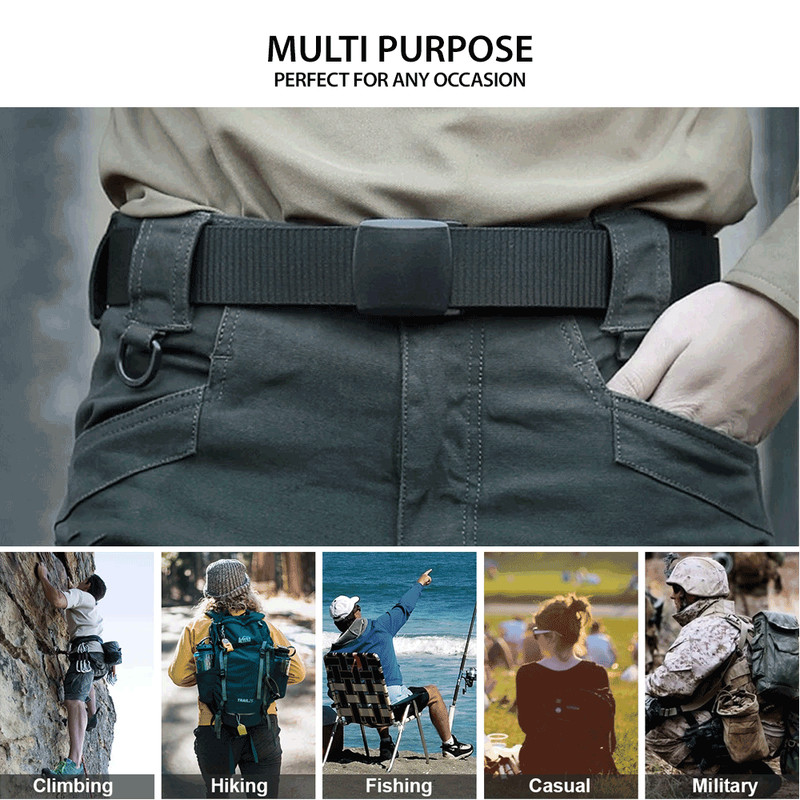 Men's Plastic Cam Buckle Nylon Work Tactical Waistband Webbing Military Belt gallery