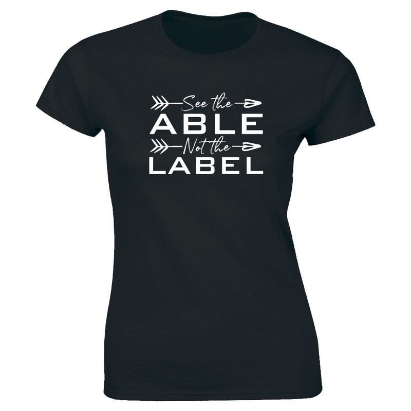 See The Able Not The Label with Arrows Image Black T-Shirt for Women
