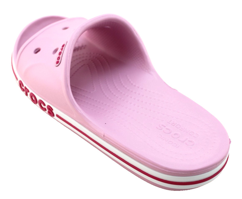 New CROCS Women's 10 Bayaband Pink with Raised Crocs Logo Unisex Slide Sandals gallery
