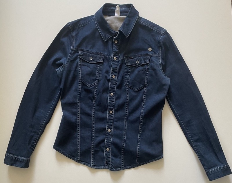 G-Star RAW Women’s Arc Slim 3D Western Denim Shirt Navy Blue Size Medium