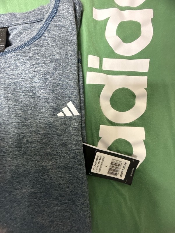 Lot of 3 adidas T-Shirts: Tech Tee Heather, Linear Logo, and Graphic Print gallery