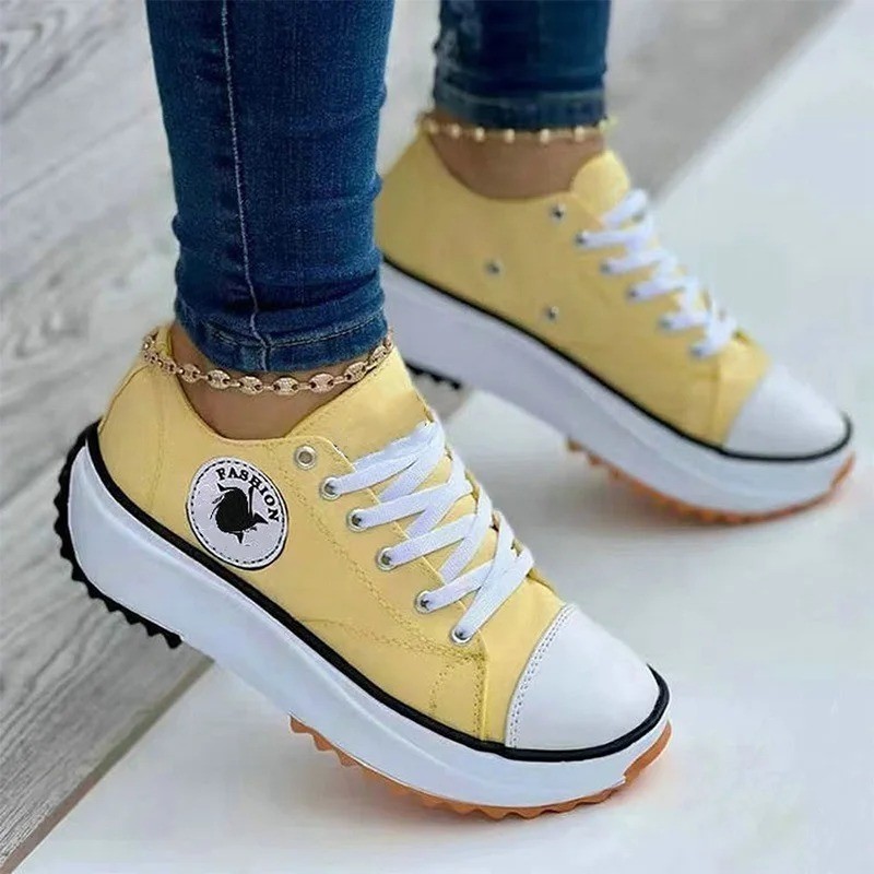 Women’s Patterned Canvas Sneakers Lace Up Casual Shoes Flat 2025 Fashion gallery