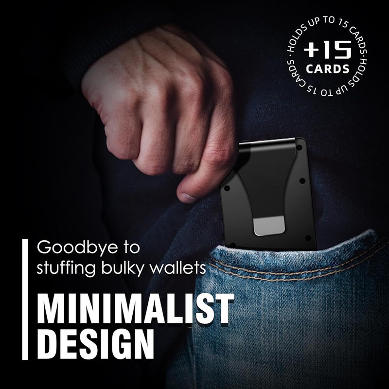 Minimalist Metal Men Wallet,Card Holder Money Clip Slim Wallet RFID Blocking gallery