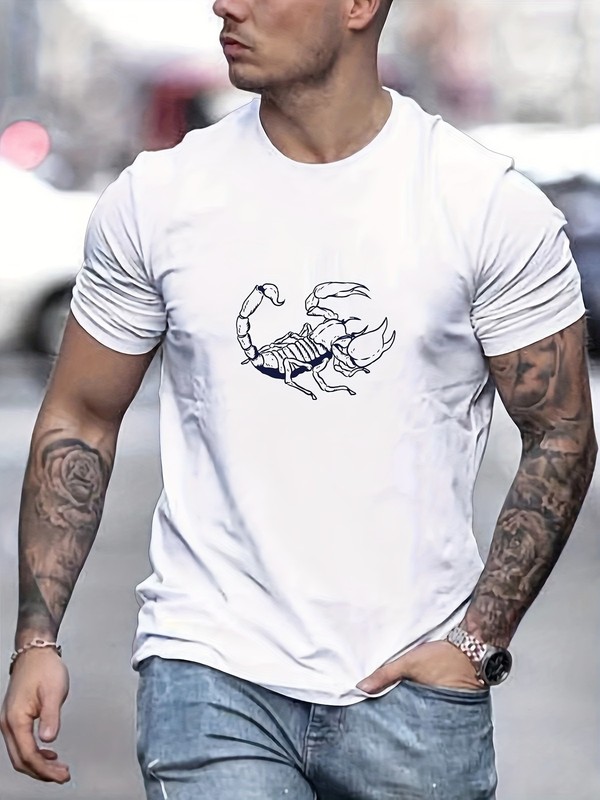 Scorpion Drawing Pattern Men's T-shirt For Summer gallery