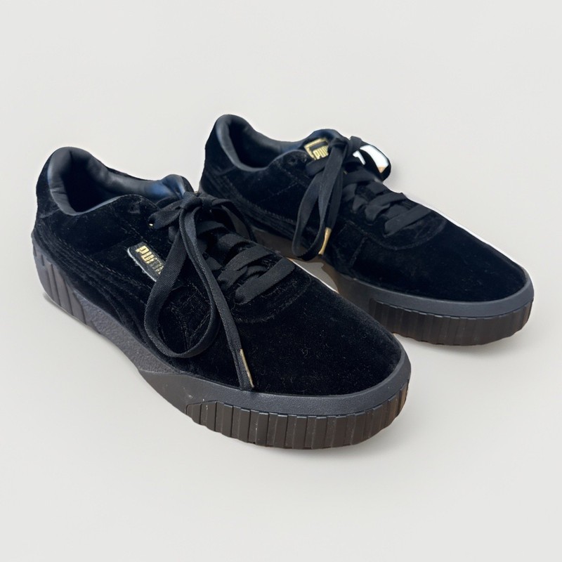Puma Womens Cali Velvet Black Premium Low Top Sneakers Size 10 369887-02