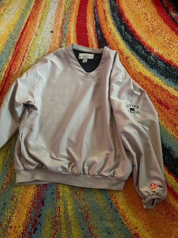 Cutter & Buck Men’s Gray Pullover Crewneck Microfiber Polyester Embroidered L