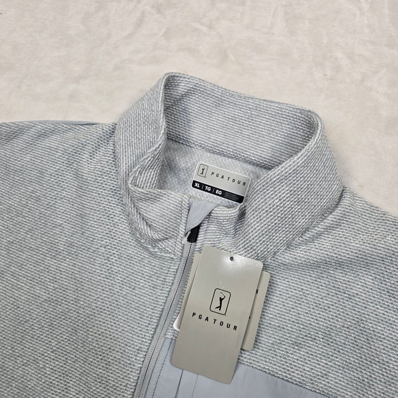 PGA TOUR Zip Fleece Jacket Mens XL Gray Heather Thermal UPF 50 $100 NEW gallery