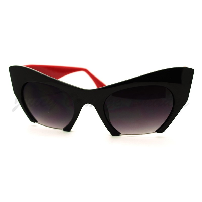 Modern Fashion Sunglasses Angled Cateye Cropped Lens Frame