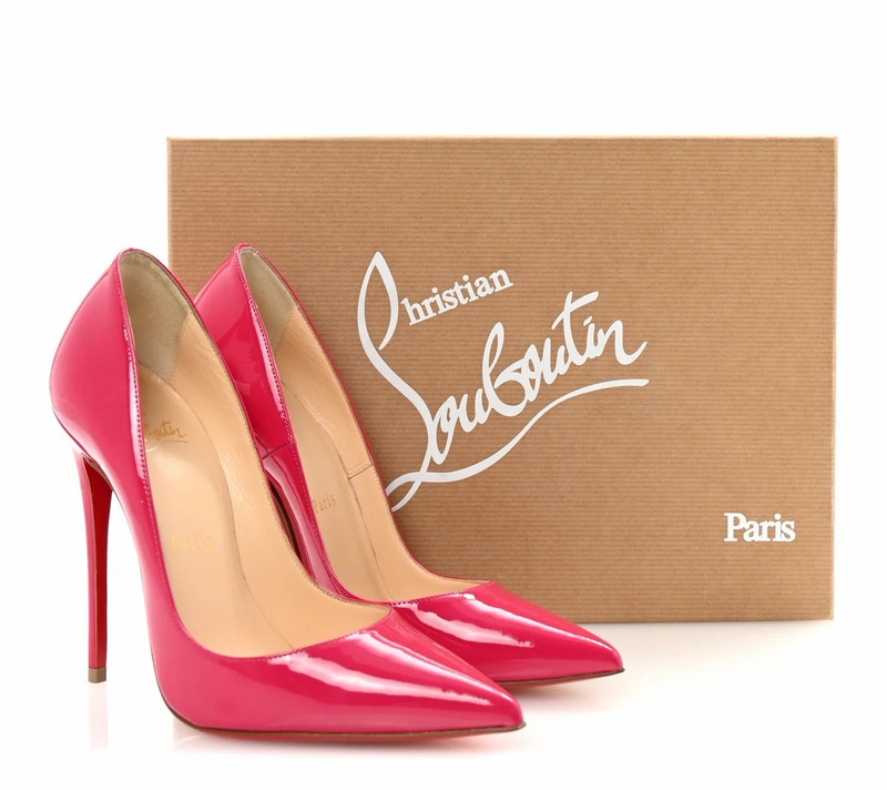 Christian Louboutin Pink Patent Leather Pointed Toe Pumps Slip On US 10